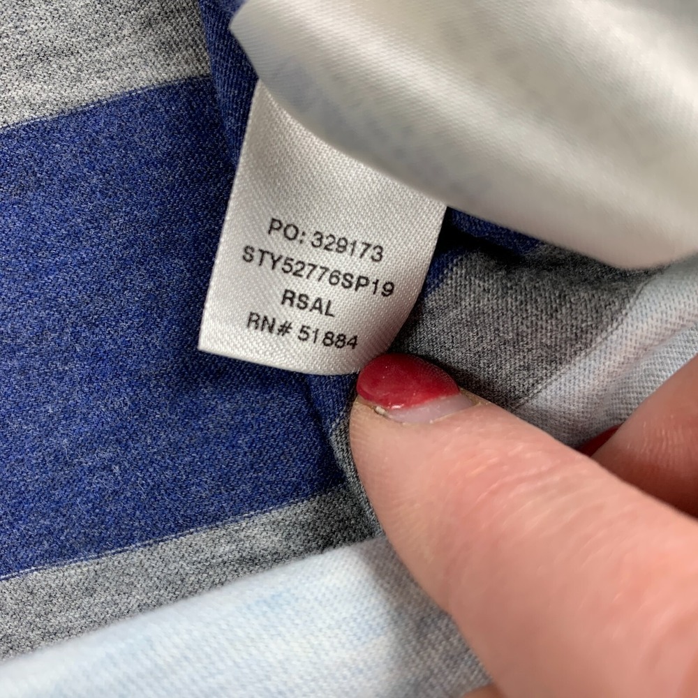Patagonia Squeaky Clean Polo Mens Large Blue Grey Striped Front Pocket Shirt - Picture 9 of 12